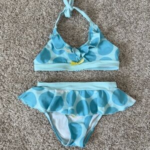 Gymboree Girl’s blue polka dot Two Piece bikini bathing suit Swimsuit Size 5